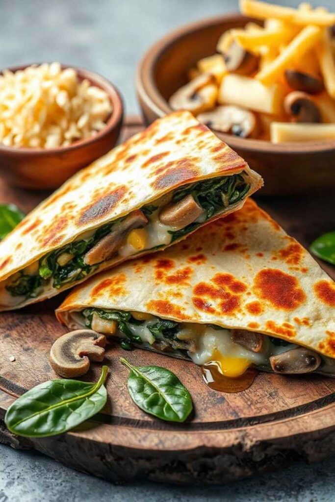 26 easy Vegetarian Meals That Are Actually Filling (No Sad Salads Required) 6 Mushroom and Spinach Quesadillas With Pepper Jack