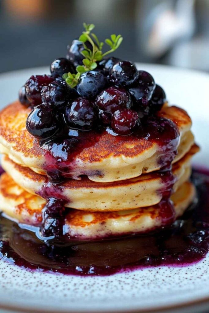 Oat Milk Pancakes with Blueberry Compote