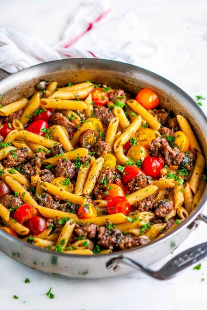 One-Pot Pasta with Italian Sausage and Spinach