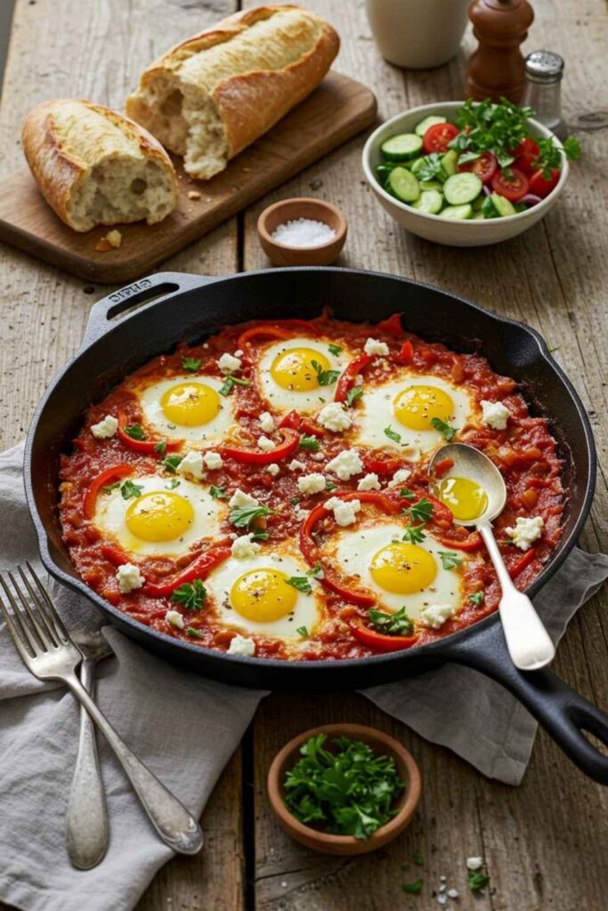 26 easy Vegetarian Meals That Are Actually Filling (No Sad Salads Required) 3 Shakshuka With Feta and Fresh Herbs