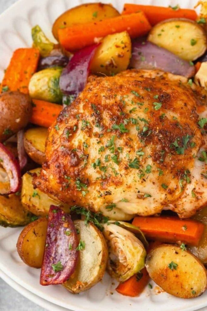 Sheet Pan Chicken Thighs with Root Vegetables