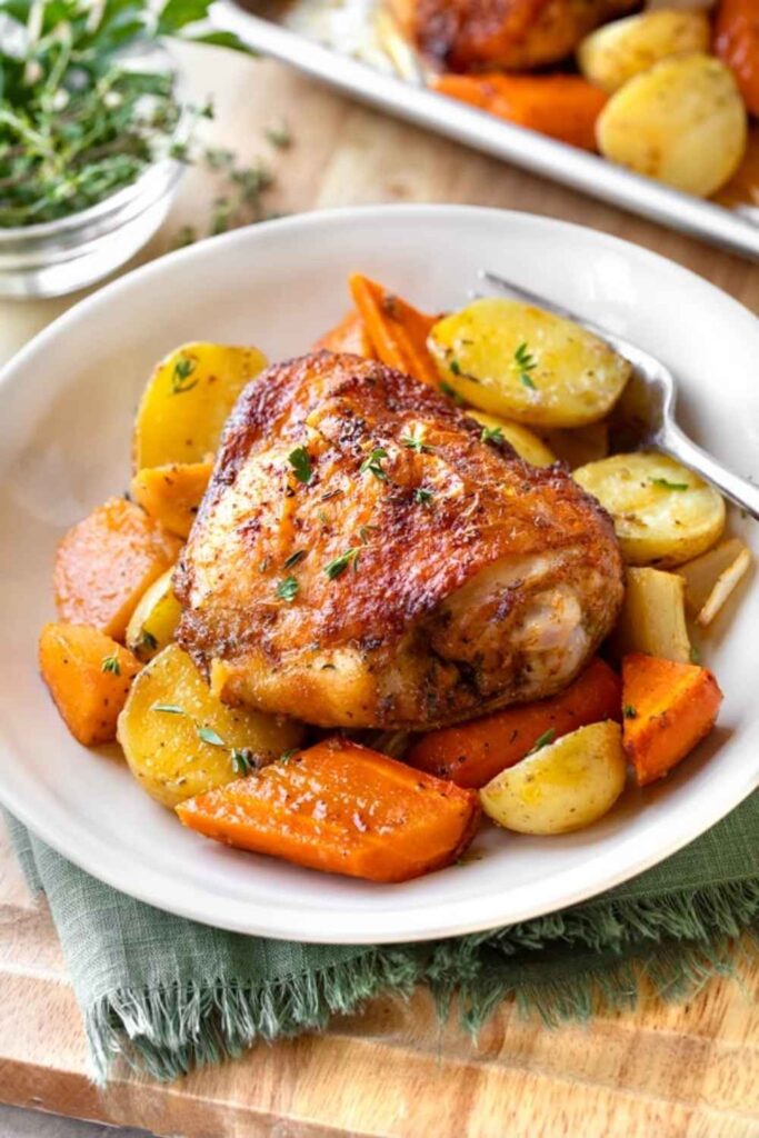 Sheet Pan Chicken Thighs with Root Vegetables