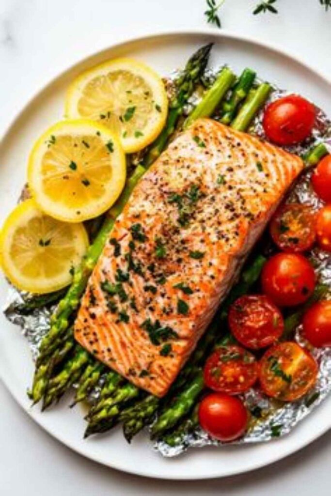 Sheet Pan Salmon with Asparagus and Lemon