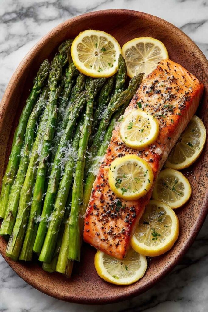 Sheet Pan Salmon with Asparagus and Lemon