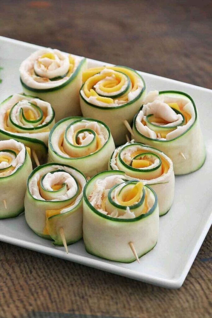 Sliced Turkey With Cucumber Rolls