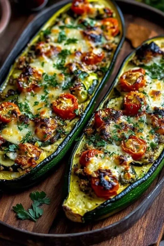 Turkey and Vegetable Stuffed Zucchini Boats