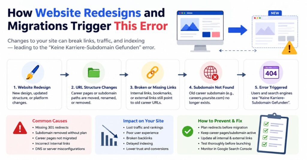 Keine Karriere-Subdomain Gefunden? Critical Fix Guide (2026) 2 How Website Redesigns and Migrations Trigger This Error