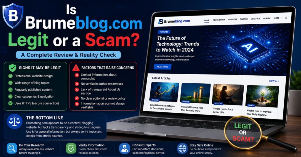 What Is Brumeblog.com? Complete Guide, Features, Safety & Review (2026) 2 Is Brumeblog.com Legit or a Scam?