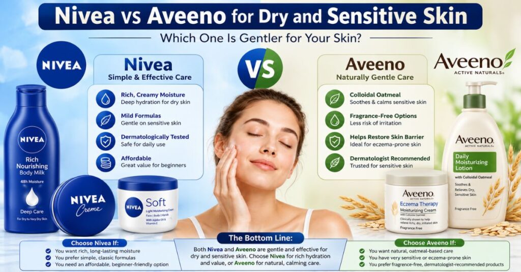 66 I Have Sensitive Skin. How Gentle Are Nivea's Creams Compared to Aveeno? 2 Nivea vs Aveeno for Dry and Sensitive Skin