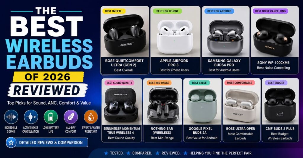 Best Wireless Earbuds of 2026: Top Picks for Sound, ANC, Comfort & Value 2 The Best Wireless Earbuds of 2026 Reviewed